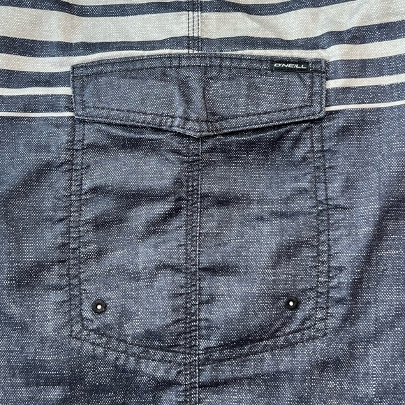 O’NEILL Board Shorts Cargo Side Pocket Swim Gradient Striped Gray Blue Men’s 40 - Picture 11 of 17